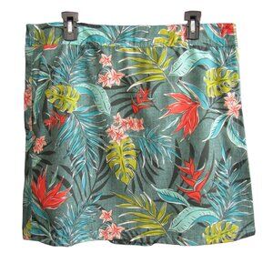RipSkirt Hawaii Skirt Size XL Teal Tropical Floral 19 In Length 2 Wrap Pockets